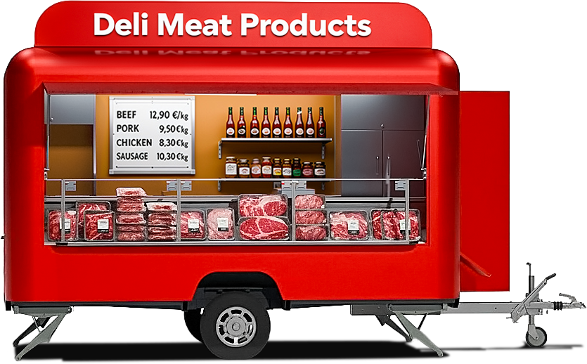 Deli Red Meat Trailer with Sign Info